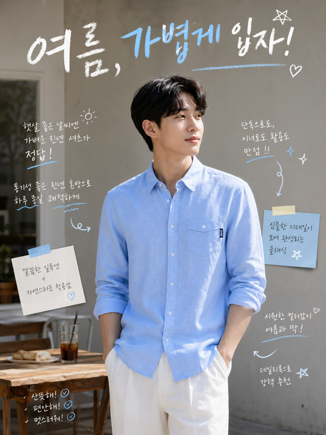 남성 린넨 블랜디드 셔츠