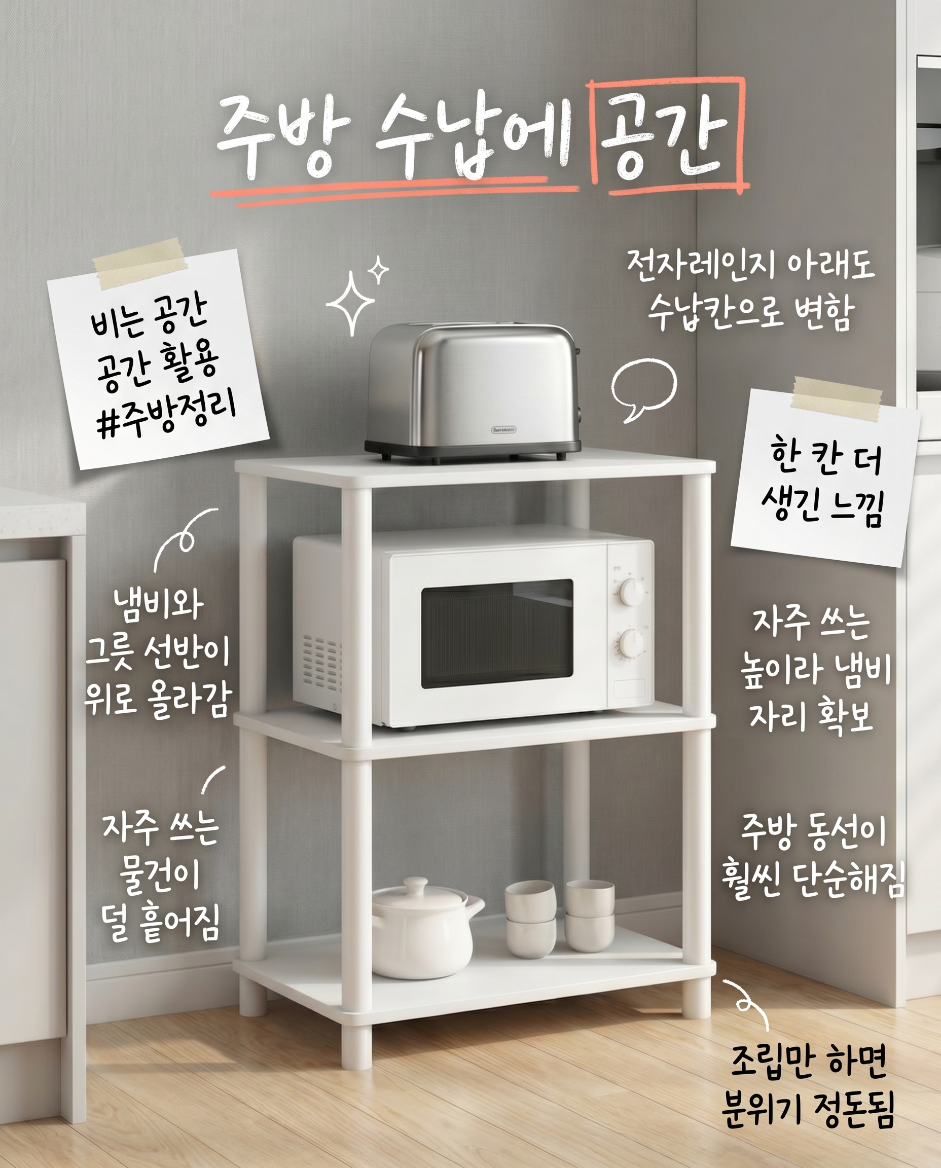 오브민 LPM 다용도 조립식 수납 진열 전자레인지 선반