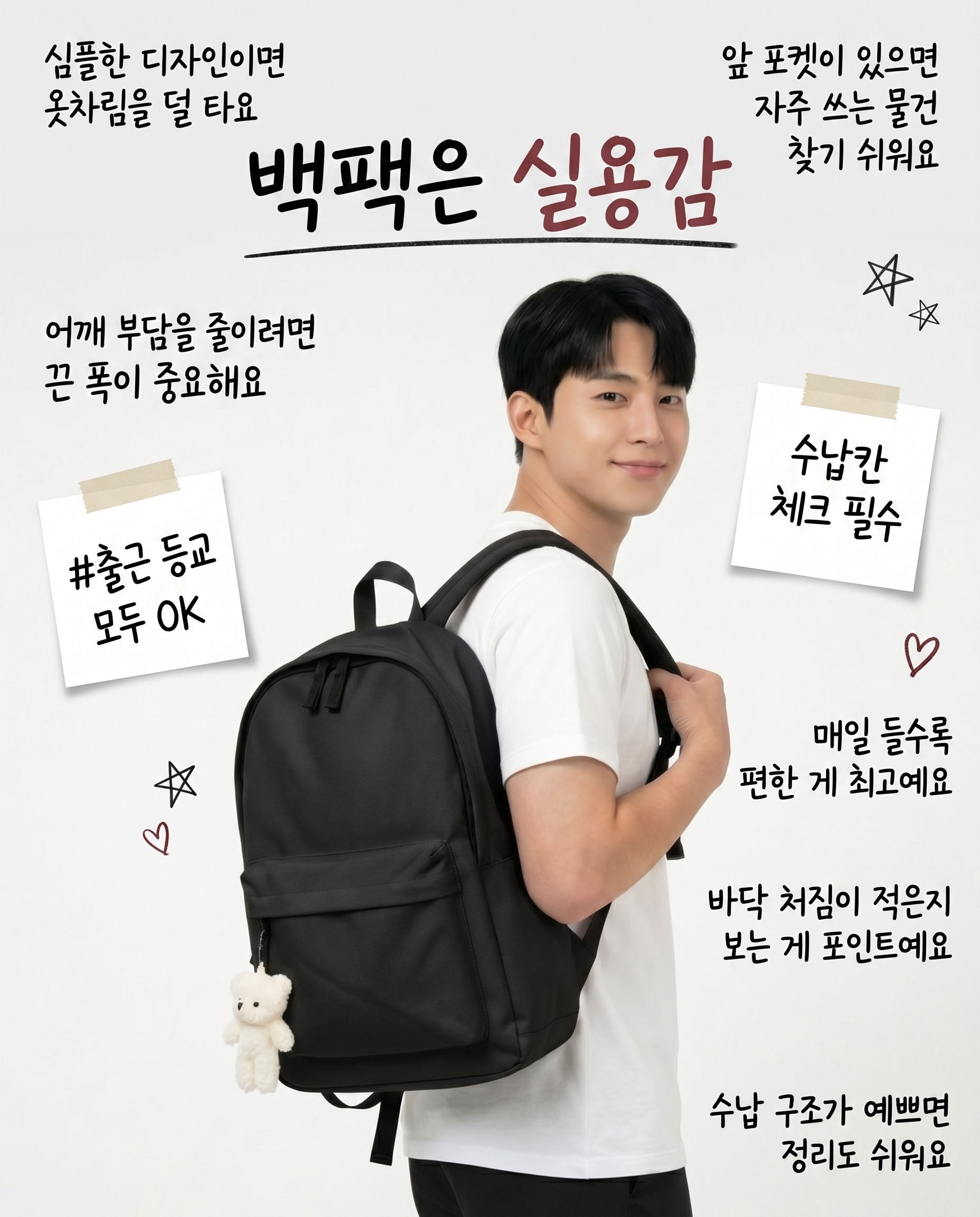 디앤코 데일리 백팩 가벼운 여행용 학생 캐주얼 책가방