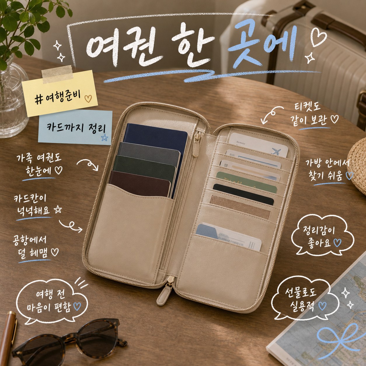 1+1 카이 멀티 가족여권 11포켓 해외여행 여권지갑