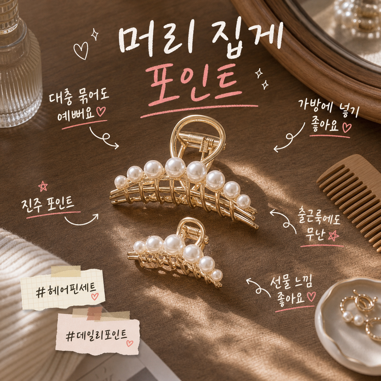아티 헤어 집게핀 2종세트