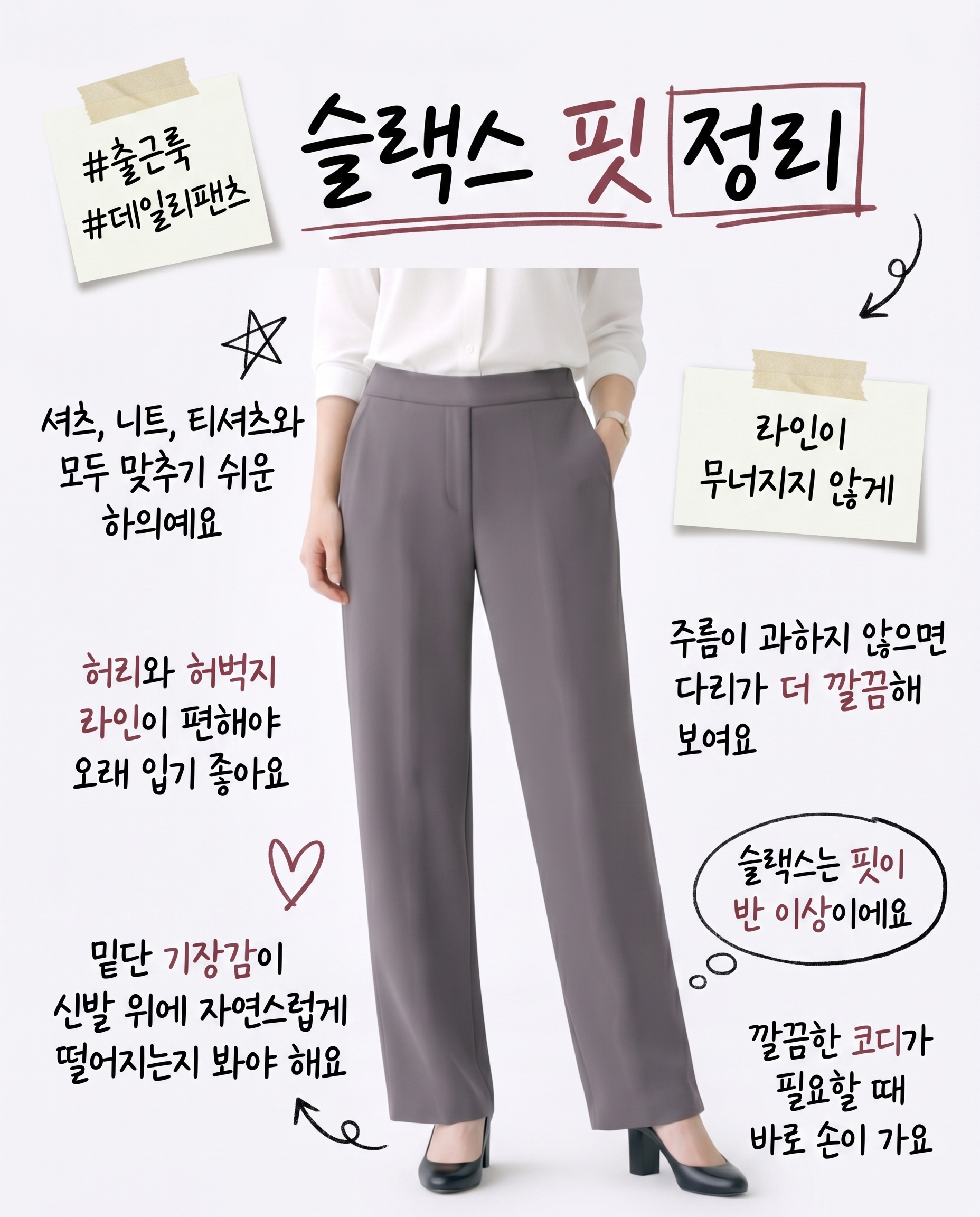 라라온 여성용 롱/숏 기장 2단 스판 데일리 일자 밴딩 슬랙스 26TSP3774