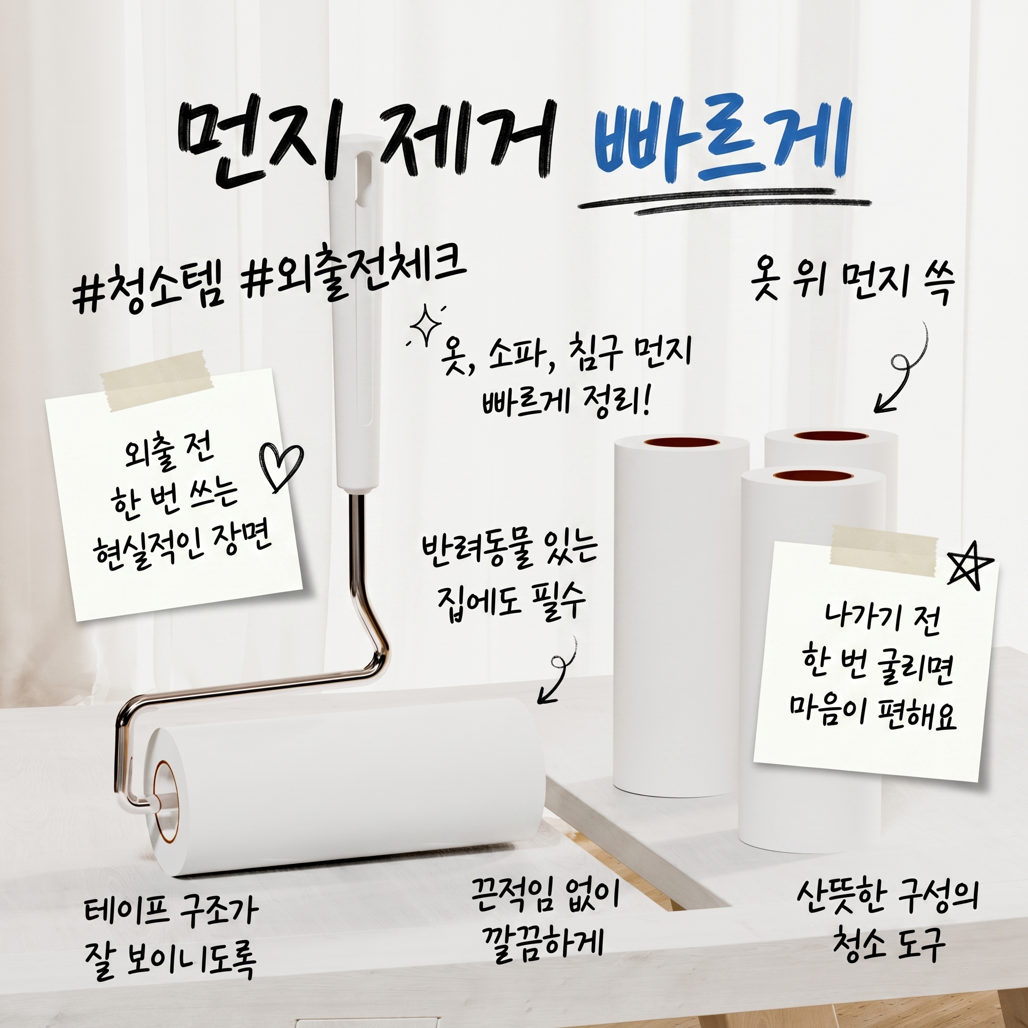초강력 사선 컷팅 테이프 클리너 세트 + 리필 90회분 4p, 1세트