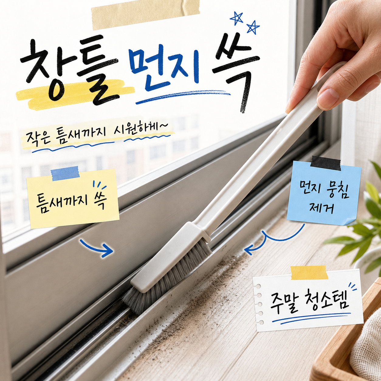 필모어 활용끝판 일회용 창틀 틈새 청소솔 청소도구, 10개, 민트