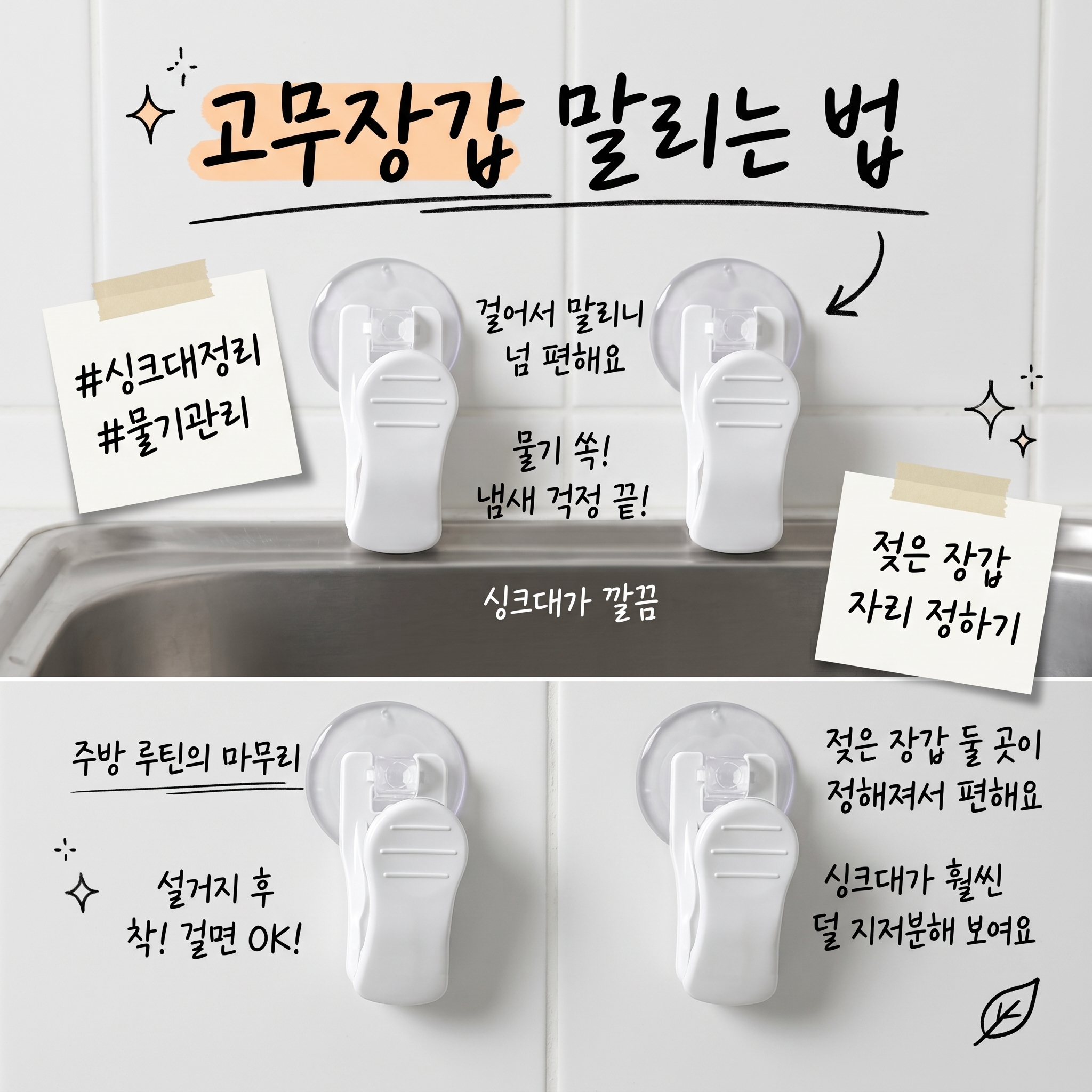 월드크린 흡착 행거 집게, 화이트, 4개