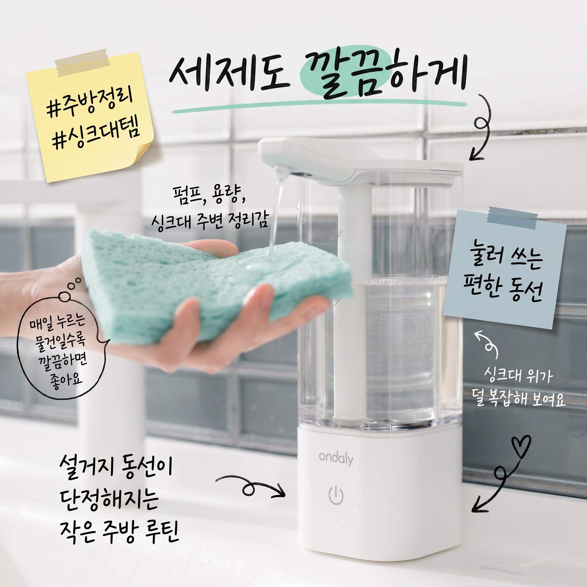 자동 주방세제 물비누 손세정제 핸드워시 디스펜서, 1개, 화이트