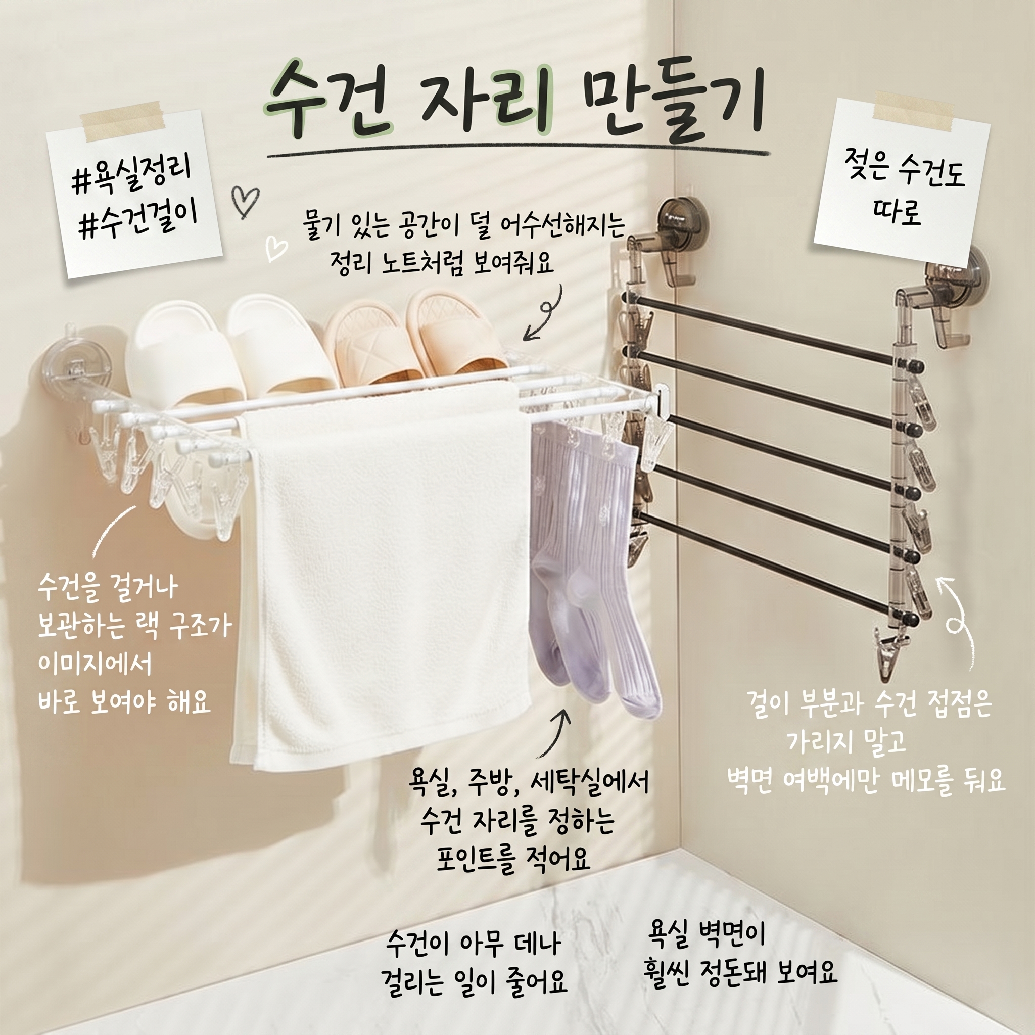 K-STORE 접이식 무타공건조대 세탁 튼튼한 벽걸이 수건걸이 미니 빨래 수건 흡착식 원룸 소형 건조대, 화이트