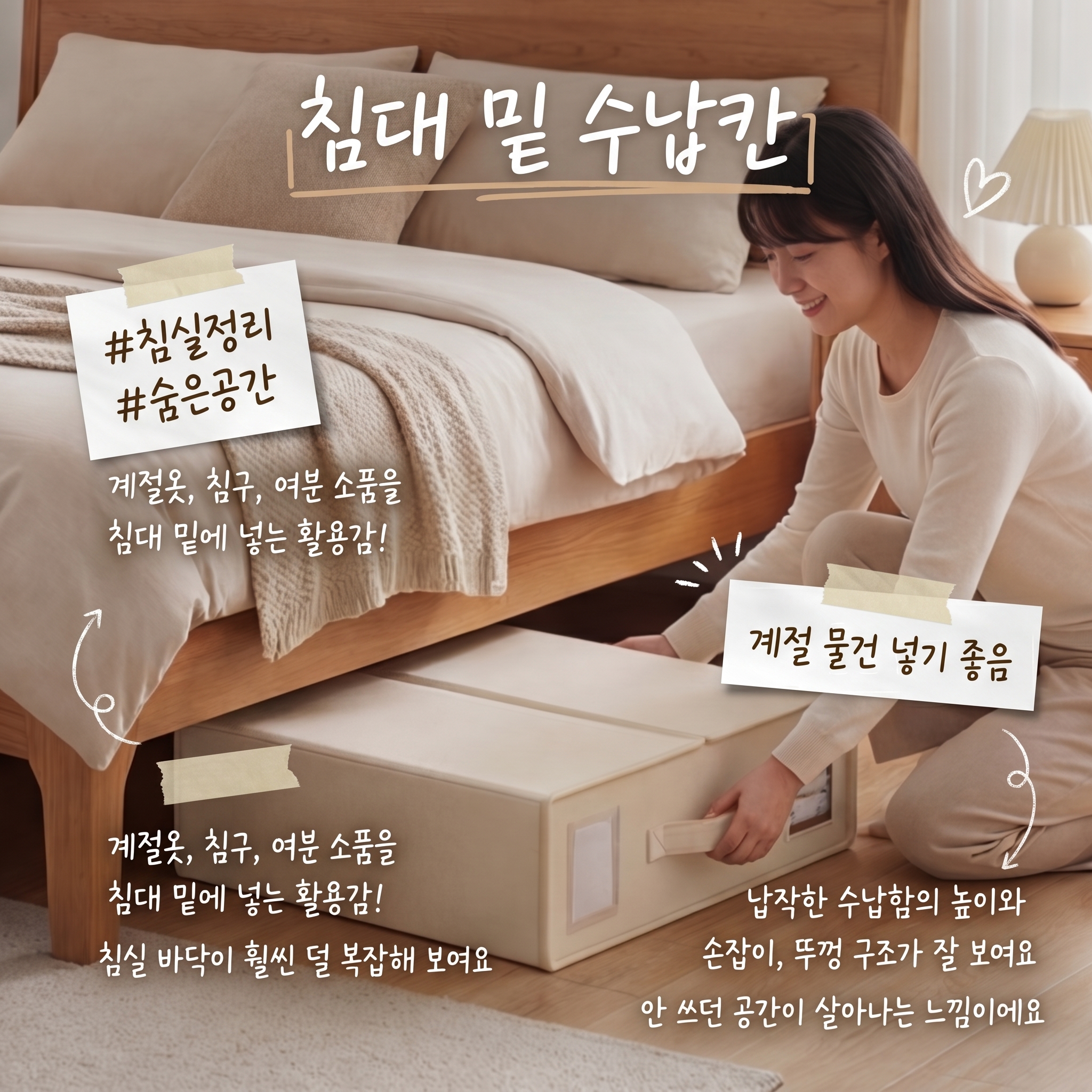 언더베드 리빙박스 이불 정리함 압축파우치 대용량 침대밑 한샘 수납