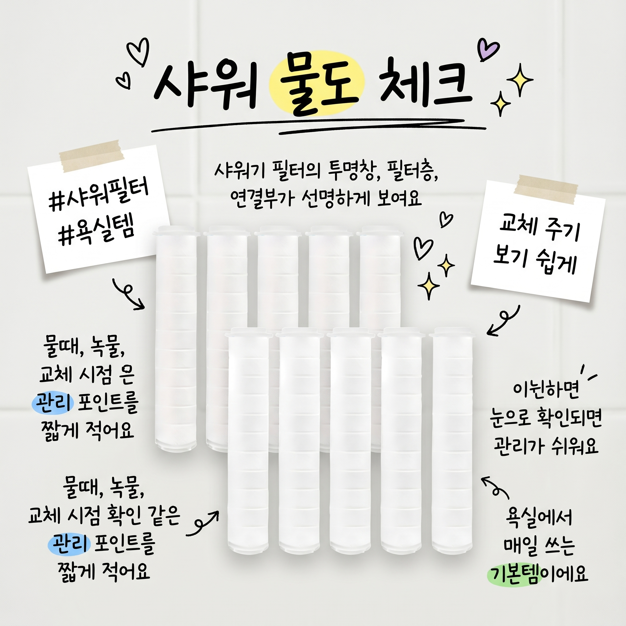 코멧 홈 파워수압 필터샤워기 리필 10p