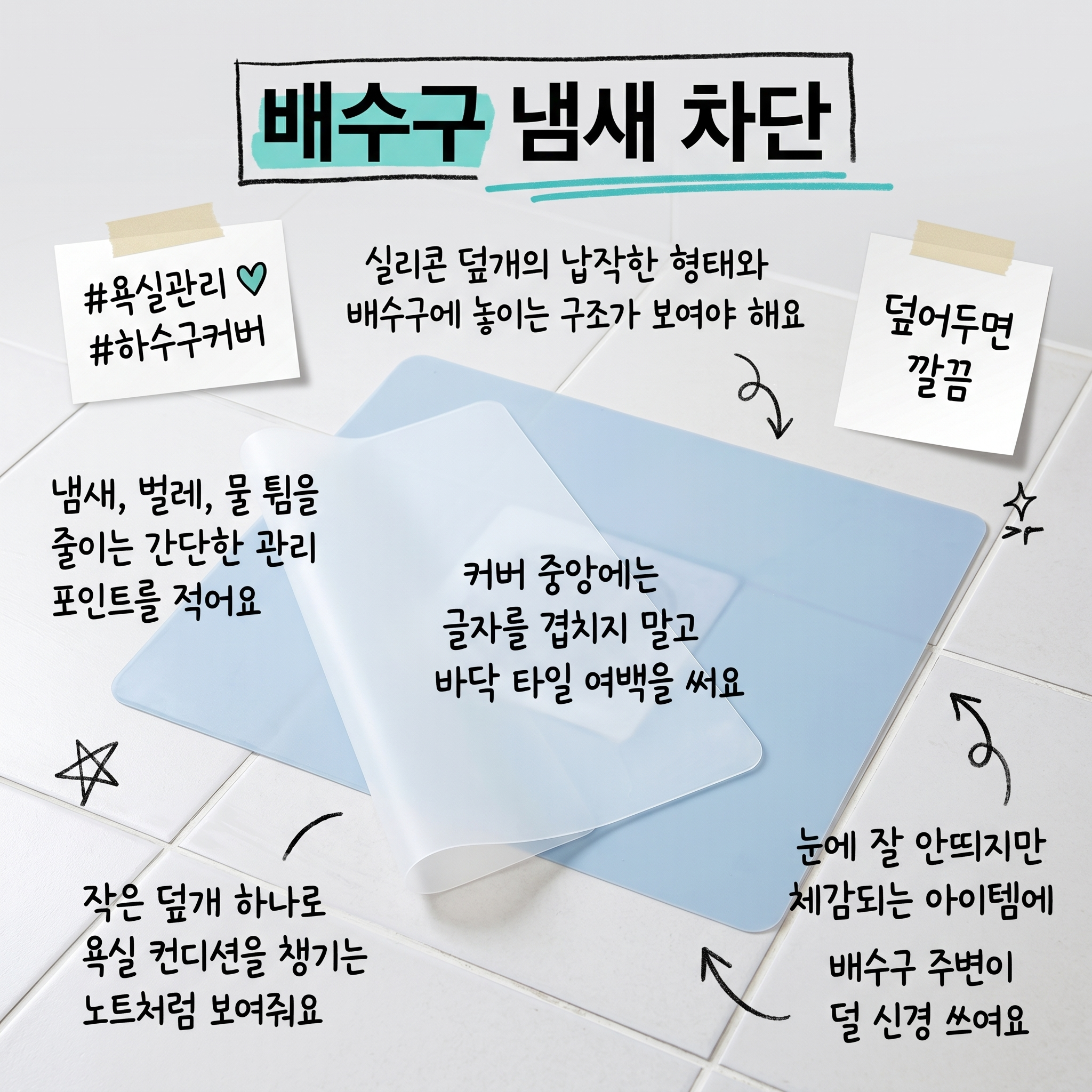 미소라인F 다용도 실리콘 매트 대형 하수구 냄새차단 덮개, 2개