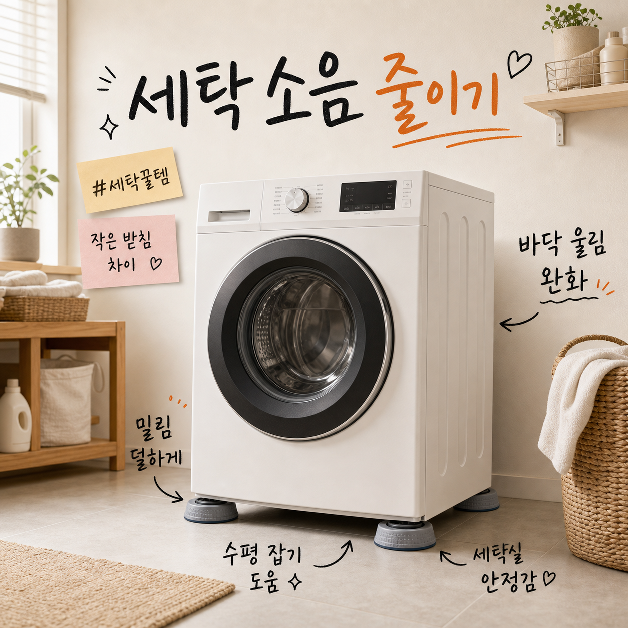 코르빈 바닥픽스 진동 밀림 방지 무소음 세탁기 고정 받침대, 4개, 네추럴 그레이