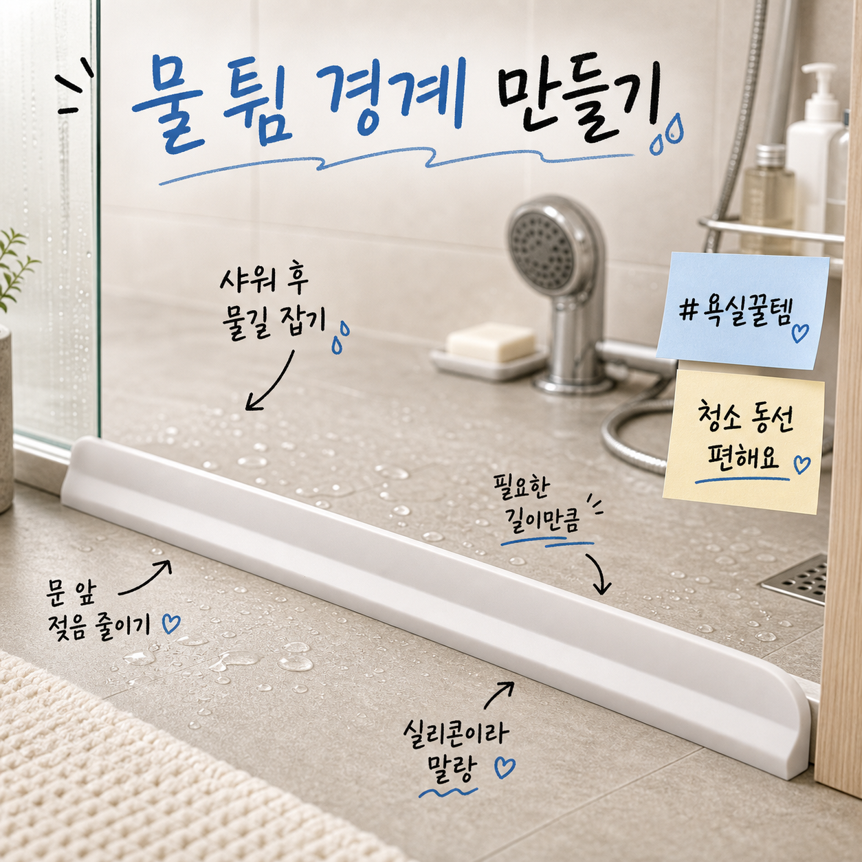 모루나루 실리콘 물넘침 방지 물막이 워터가드, 그레이 2M, 1개