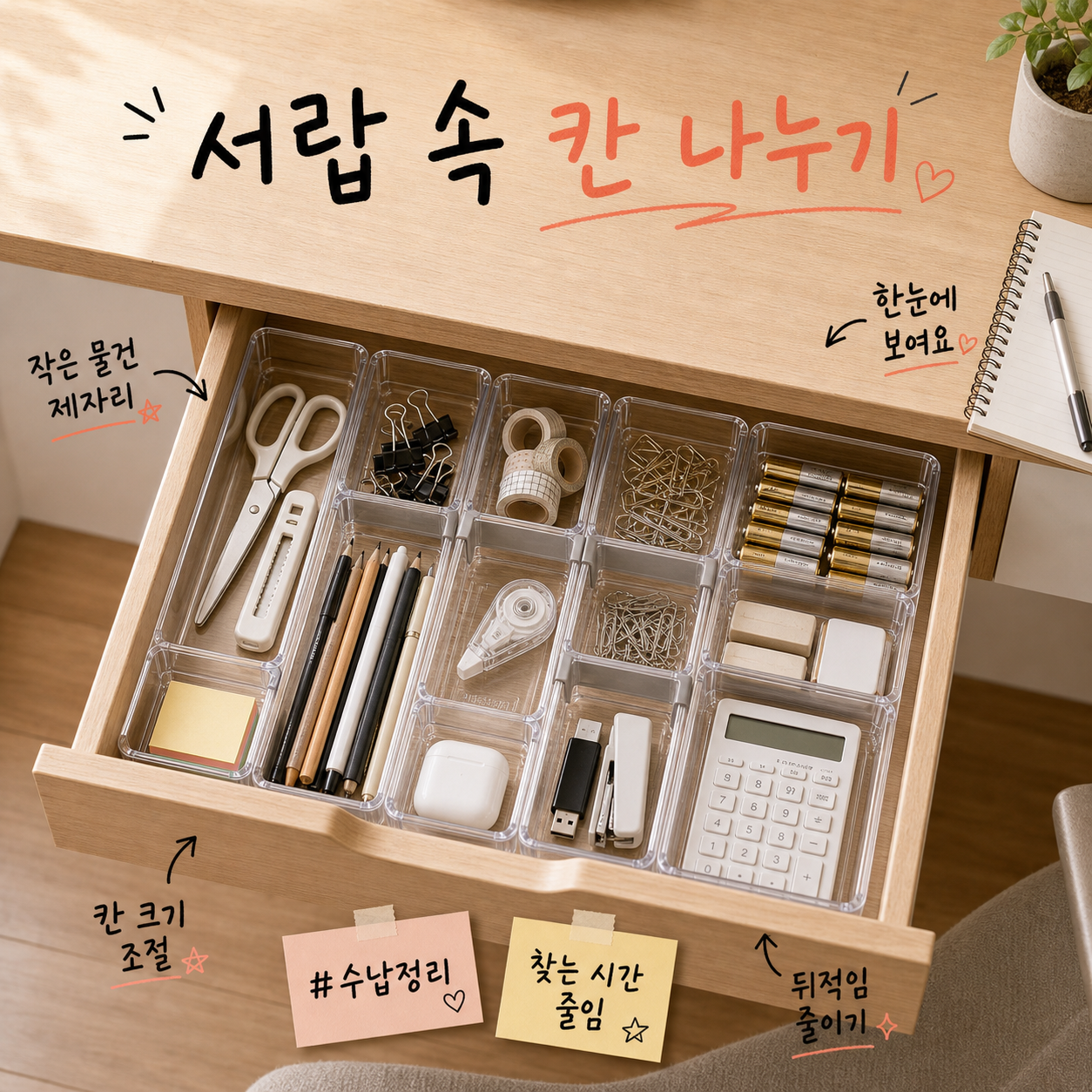 Vtopmart 조립식 다용도 서랍 정리 트레이 수납함 15p, 투명, 1세트